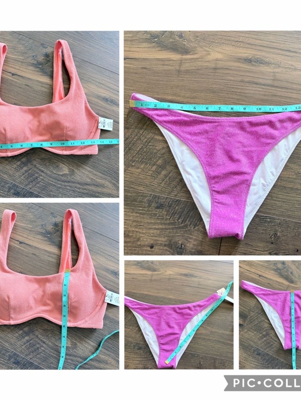 NWT PINK Victoria’s Secret Shimmer Colorblock Bikini Set Large - Picture 11 of 11